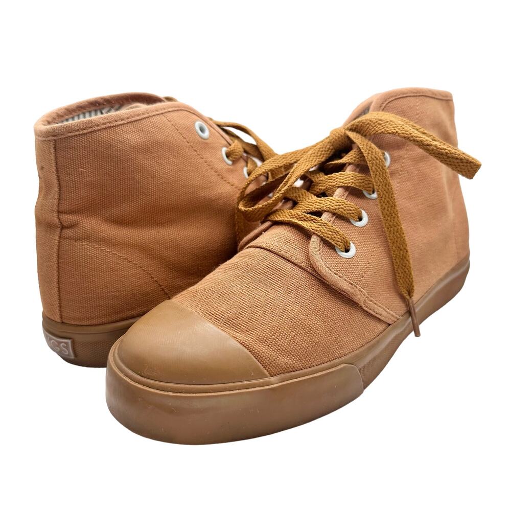 Bangs | Unisex | Sahara Sand Vegan Canvas High Top Casual Sneakers | M 5.5 W 7